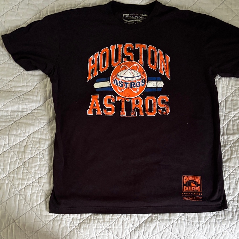 Mitchell & Ness Houston Astros 100% cotton black T shirt men’s Size L - Picture 2 of 7